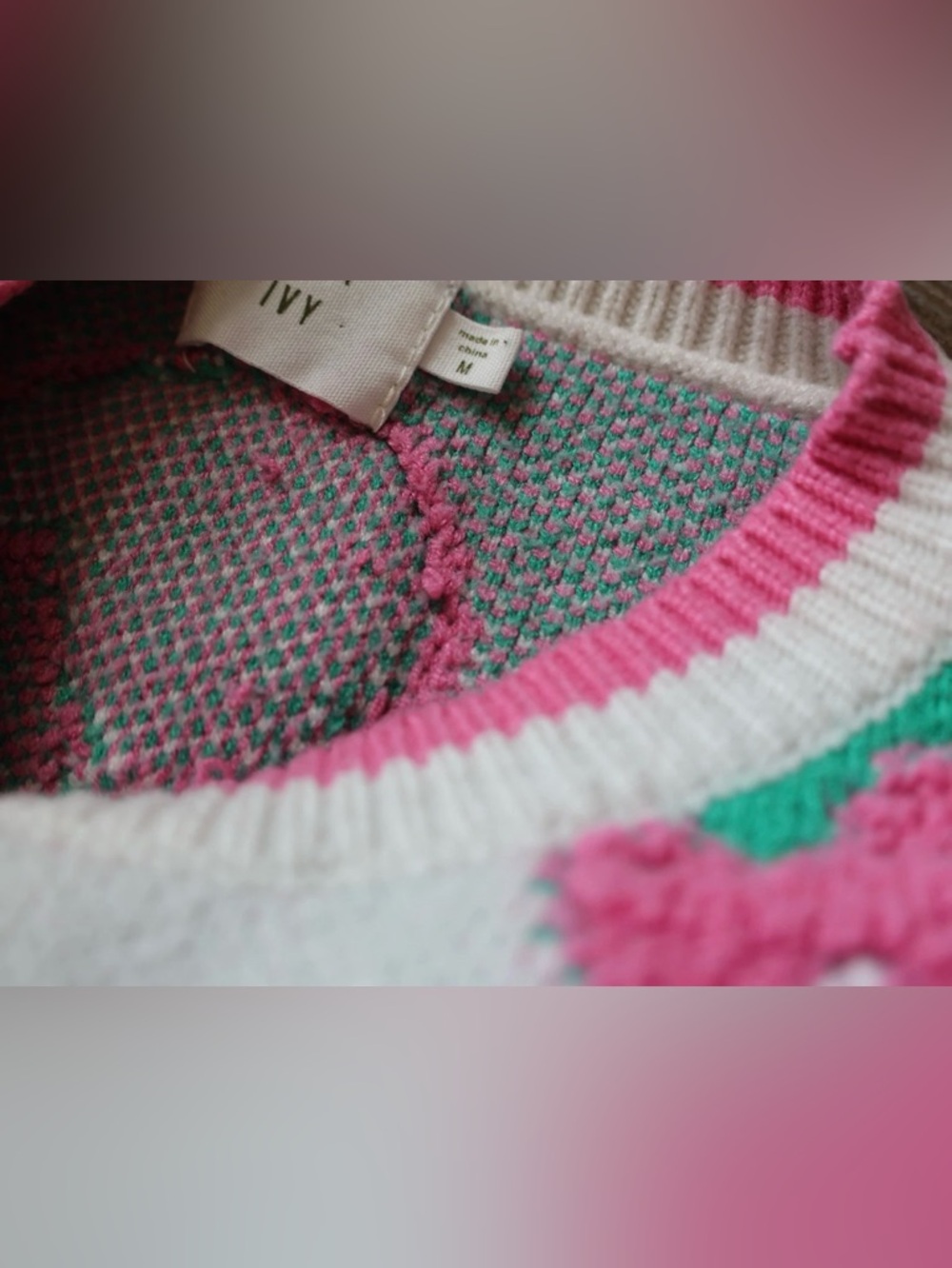 Luna Ivy Anthropologie Womens Strawberry Sweater Vest Textured Cottagecore Top M - Picture 7 of 14